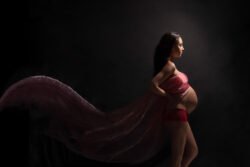Artistic Maternity portrait with black background