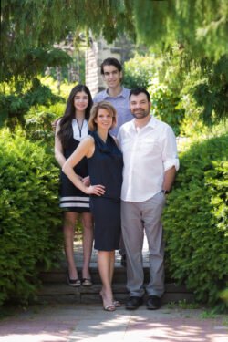 outdoor family portrait in a backyard with natural light